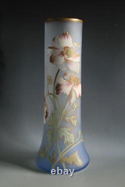 Ancien Vase Art Nouveau En Verre Émaillé Éventuellement Montjoie