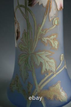 Ancien Vase Art Nouveau En Verre Émaillé Éventuellement Montjoie