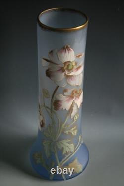 Ancien Vase Art Nouveau En Verre Émaillé Éventuellement Montjoie