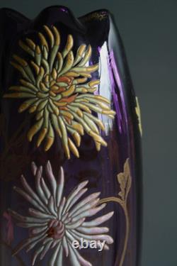 Ancien Vase Art Nouveau Legras Olga En Verre Émaillé Circa 1900