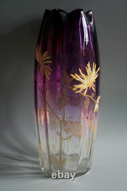 Ancien Vase Art Nouveau Legras Olga En Verre Émaillé Circa 1900