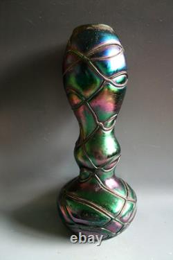 Ancien Vase Art Nouveau Pallme Konig Verre Irisé Circa 1900