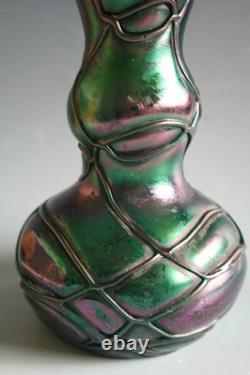 Ancien Vase Art Nouveau Pallme Konig Verre Irisé Circa 1900