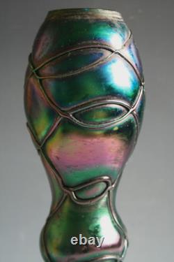 Ancien Vase Art Nouveau Pallme Konig Verre Irisé Circa 1900