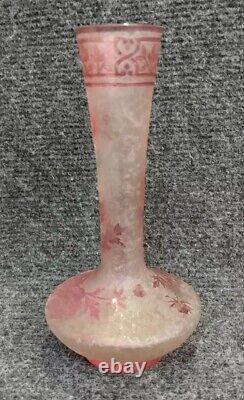 Ancien Vase Baccarat Églantier Rose Dégagé à L'acide Circa 1900 Art Nouveau