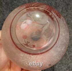 Ancien Vase Baccarat Églantier Rose Dégagé à L'acide Circa 1900 Art Nouveau