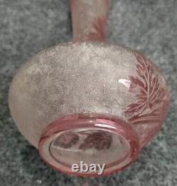 Ancien Vase Baccarat Églantier Rose Dégagé à L'acide Circa 1900 Art Nouveau