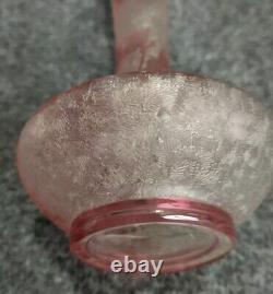 Ancien Vase Baccarat Églantier Rose Dégagé à L'acide Circa 1900 Art Nouveau