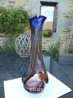 Ancien Vase Cristal Verre Forme Art Nouveau Vintage Glass Vase Crystal Murano