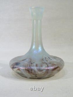 Ancien Vase En Verre Irise A Col Reflets Metallique Lotz 1900 Art Nouveau