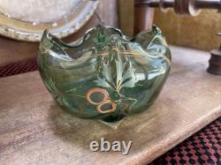 Ancien Vide Poche Vase Verre Émaillé Art Nouveau Legras