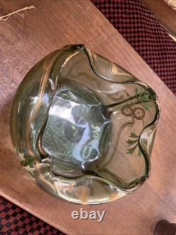 Ancien Vide Poche Vase Verre Émaillé Art Nouveau Legras
