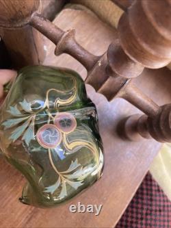 Ancien Vide Poche Vase Verre Émaillé Art Nouveau Legras