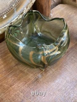 Ancien Vide Poche Vase Verre Émaillé Art Nouveau Legras