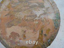 Ancien grand vase en céramiques Art Nouveau Déco signé De Lamazière h. 41,3 cm