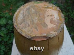 Ancien grand vase en céramiques Art Nouveau Déco signé De Lamazière h. 41,3 cm