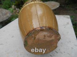 Ancien grand vase en céramiques Art Nouveau Déco signé De Lamazière h. 41,3 cm