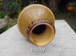 Ancien grand vase en céramiques Art Nouveau Déco signé De Lamazière h. 41,3 cm