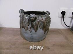 Ancien grès art nouveau Denbac vase cache pot