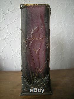 Ancien vase Daum Nancy art nouveau antique sculpture fleur no gallé true daum