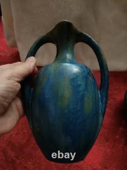 Ancien vase amphore Art Nouveau Pierrefonds en grès émaillé