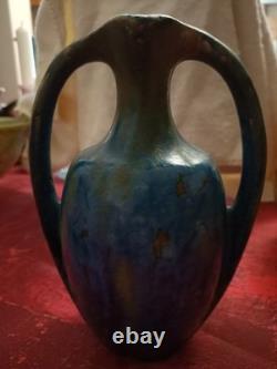 Ancien vase amphore Art Nouveau Pierrefonds en grès émaillé