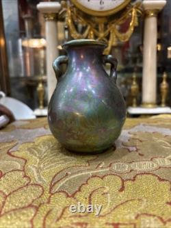 Ancien vase art nouveau ceramique faience irisée alfred rosselin fleur aquatique
