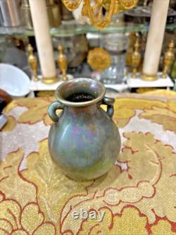 Ancien vase art nouveau ceramique faience irisée alfred rosselin fleur aquatique
