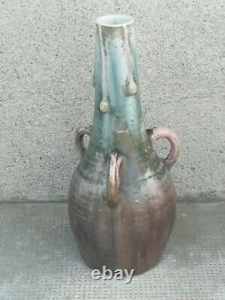 Ancien vase art nouveau jugendstil céramique signé art and craft