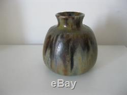 Ancien vase boule Alexandre Bigot grès flammé Art Nouveau signé TBE