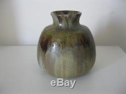 Ancien vase boule Alexandre Bigot grès flammé Art Nouveau signé TBE