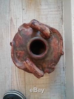 Ancien vase ceramique art nouveau grès émaillé cachet a voir époque 1900