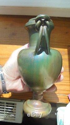 Ancien vase de Delphin MASSIER irisé, irisation signé DM VALLAURIS