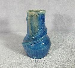Ancien vase en céramique Émaillage bleu Art-nouveau Serpent 1900's