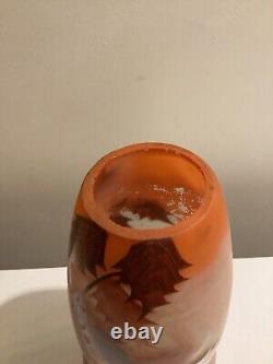 Ancien vase en verre émaillé d'art français Ely. Art Nouveau. 8.5. Signé
