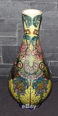 Ancien vase floral signé La Majolique Bruxelles 1899 art nouveau jugendstil