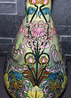 Ancien vase floral signé La Majolique Bruxelles 1899 art nouveau jugendstil