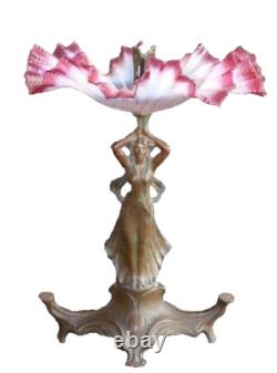 Ancien vase tulipier Centre de table Coupe art nouveau table center 1900 h 39cm