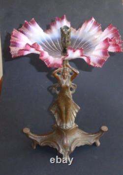 Ancien vase tulipier Centre de table Coupe art nouveau table center 1900 h 39cm