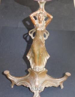 Ancien vase tulipier Centre de table Coupe art nouveau table center 1900 h 39cm