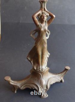 Ancien vase tulipier Centre de table Coupe art nouveau table center 1900 h 39cm