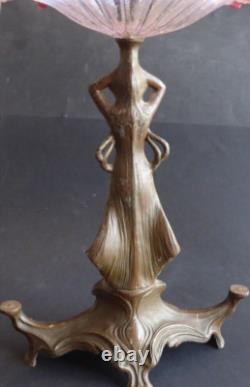Ancien vase tulipier Centre de table Coupe art nouveau table center 1900 h 39cm