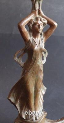 Ancien vase tulipier Centre de table Coupe art nouveau table center 1900 h 39cm