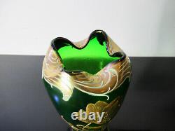 Ancien vase verre émaillé Montjoye Legras Art Nouveau