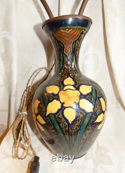 Ancienne Lampe/ Vase Faience Rozenburg Art Nouveau Pottery Den Haag Netherlands