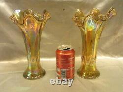 Ancienne Paire De Vases Irises Style Loetz Art Nouveau