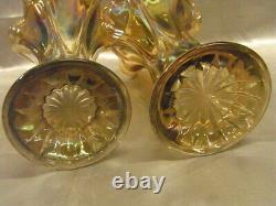 Ancienne Paire De Vases Irises Style Loetz Art Nouveau