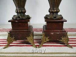 Ancienne Paire de Vases Art Nouveau Patine Bronze en Regule Moreau c. 1900
