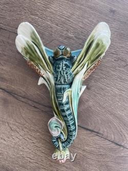 Ancienne bouquetière vase en barbotine libellule époque art nouveau