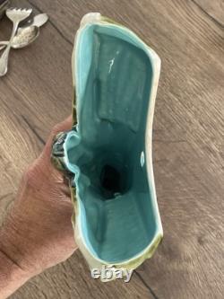 Ancienne bouquetière vase en barbotine libellule époque art nouveau